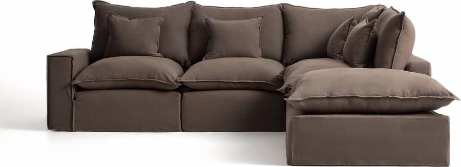 Kave Home 4-zits Hoekbank Anarela 307cm Linnen Taupe