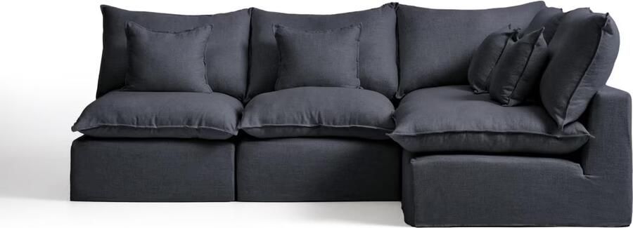 Kave Home 4-zits Hoekbank Anarela Rechts Linnen 287cm Donkergrijs