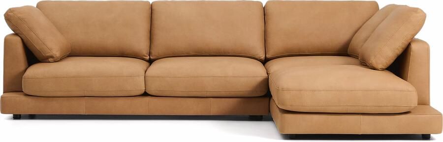 Kave Home 4-zits Loungebank Gala Rechts Leder Bruin