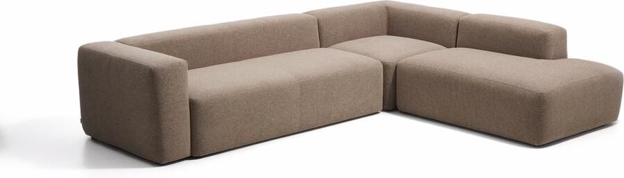 Kave Home 5-zits Hoekbank Blok 255cm Chenille Bruin