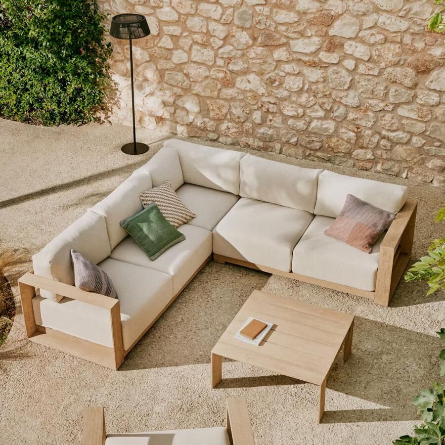 Kave Home 5-zits Loungebank Ambra Acaciahout Beige