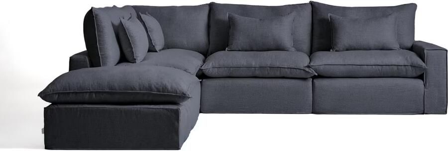 Kave Home 6-zits Hoekbank Anarela Links 347cm Donkergrijs