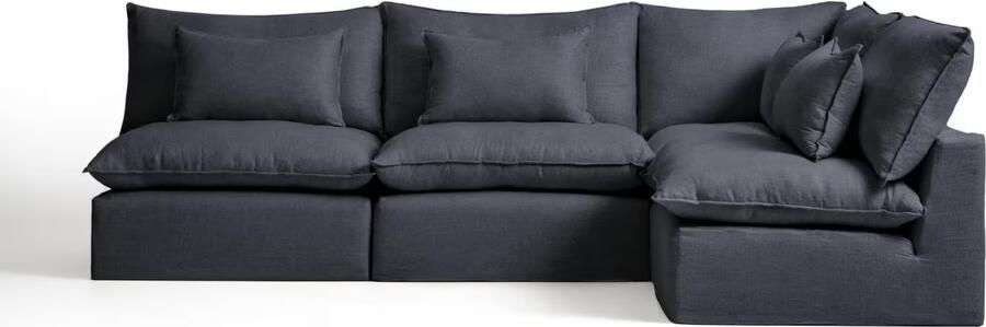 Kave Home 6-zits Hoekbank Anarela Rechts Linnen 327cm Donkergrijs