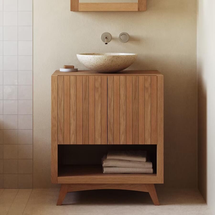 Kave Home Badkamermeubel Kuveni Met 2 deuren Teakhout (excl. waskom)