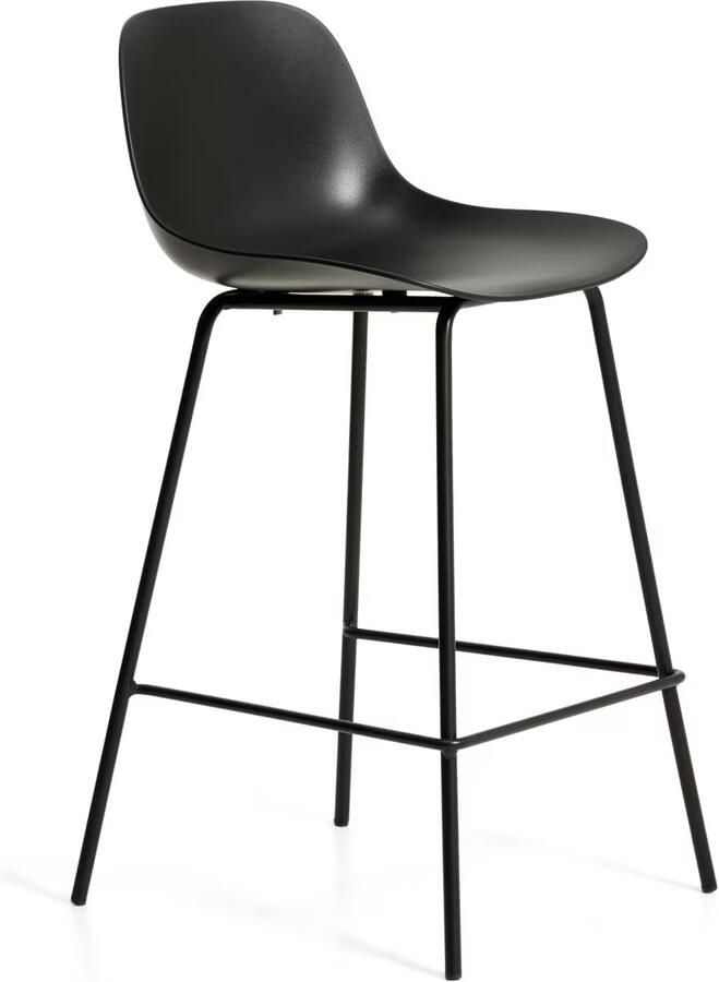 Kave Home Barkruk Altea Gerecycled kunststof Zwart (zithoogte 65cm)