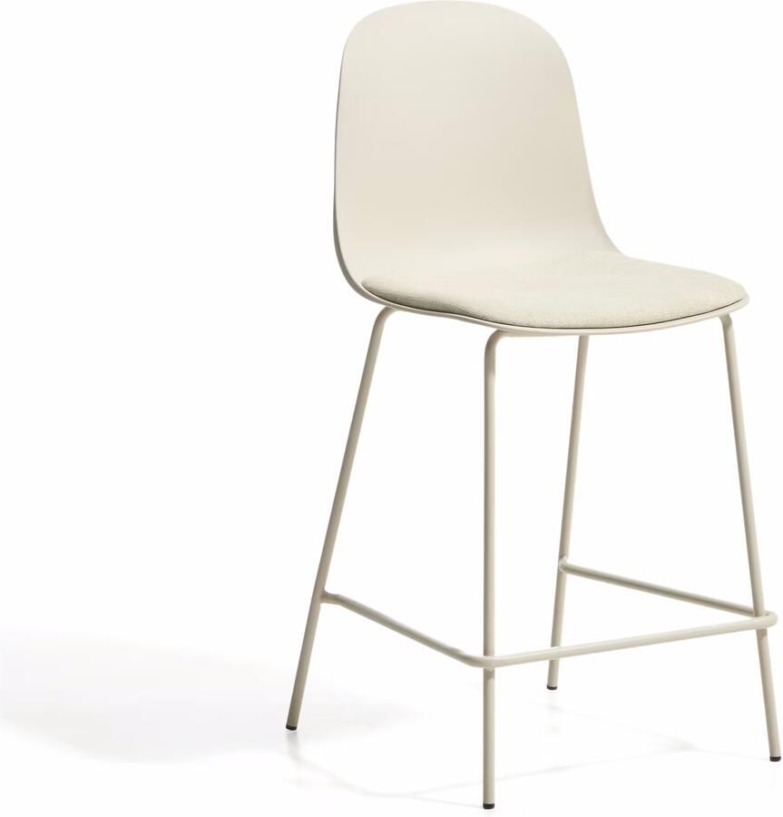 Kave Home Barkruk Debari Chenille en kunststof Beige (zithoogte 65cm)