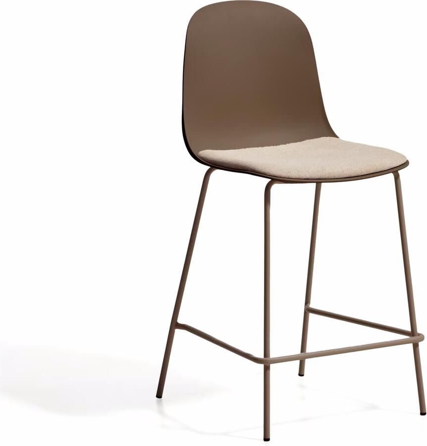 Kave Home Barkruk Debari Chenille en kunststof Bruin (zithoogte 65cm)