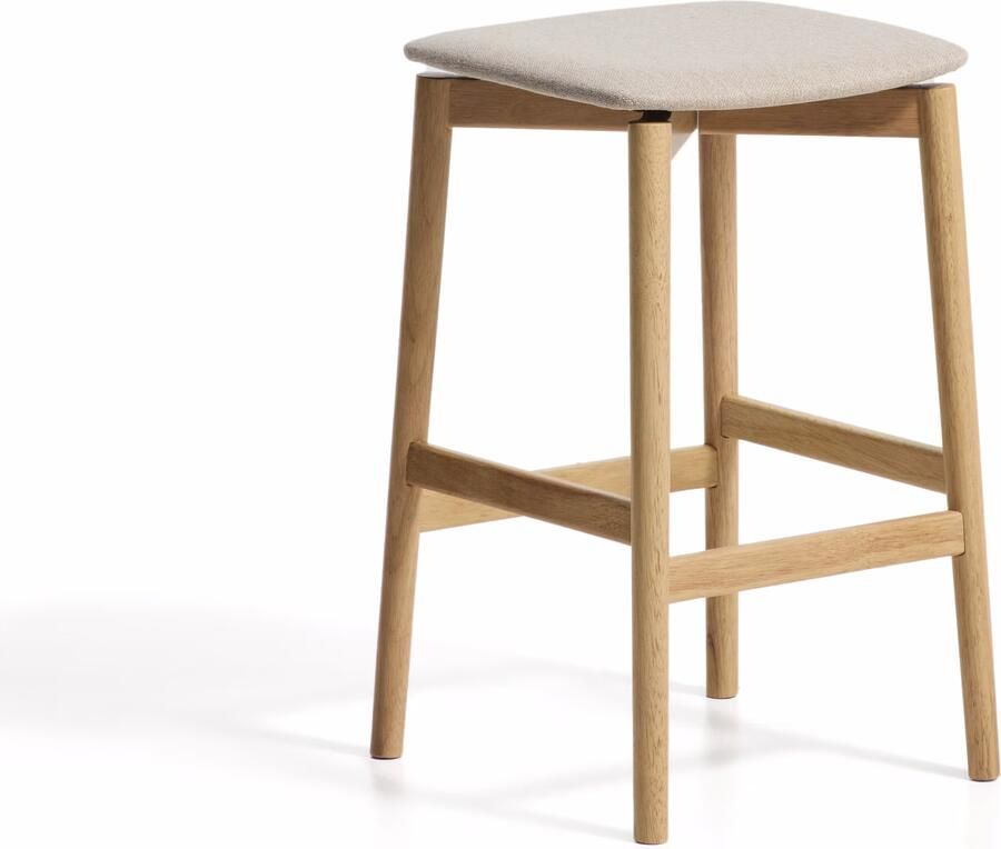Kave Home Barkruk Evera Chenulle en eiken Beige Naturel (zithoogte 67cm)