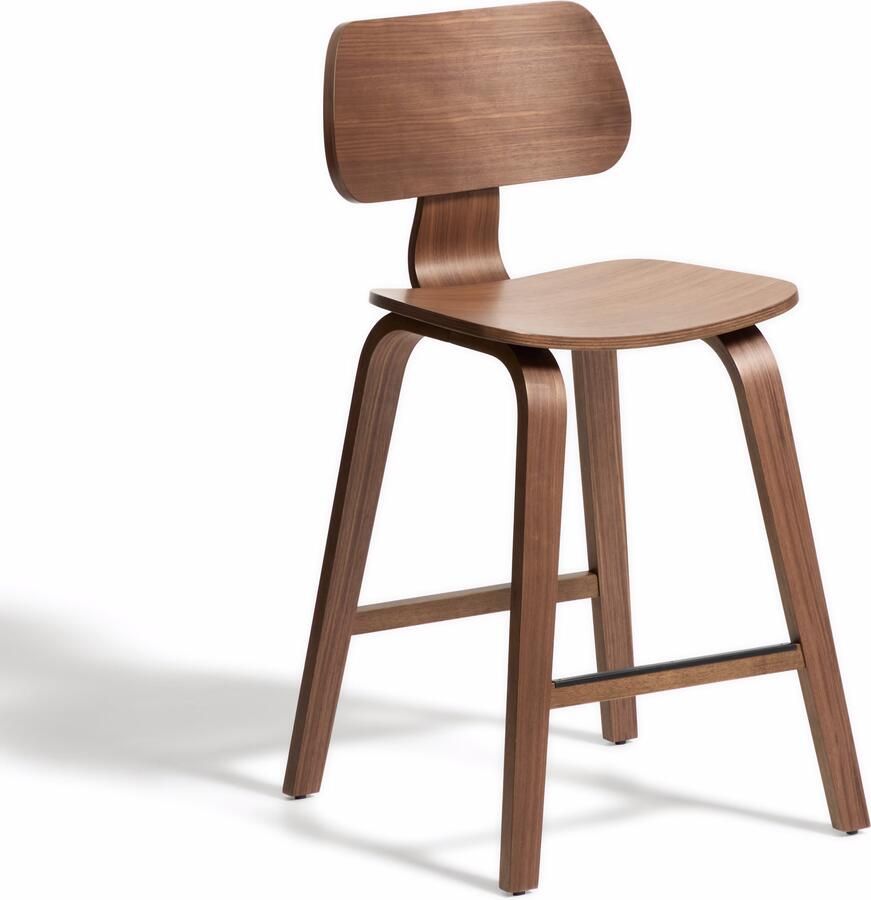 Kave Home Barkruk Gena Walnoot (zithoogte 65cm) Donkerbruin