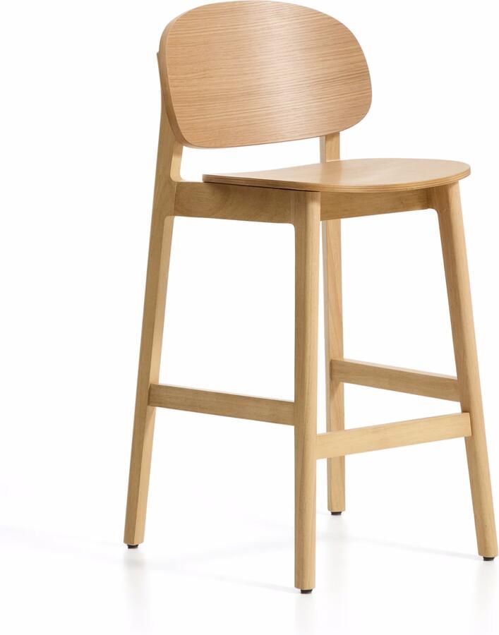 Kave Home Barkruk Ludara Eikenfineer Naturel (zithoogte 66cm)