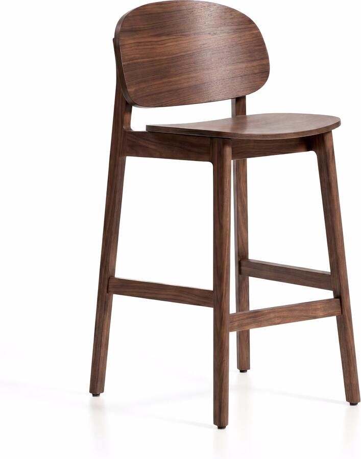 Kave Home Barkruk Ludara Eikenfineer Walnoot (zithoogte 66cm)