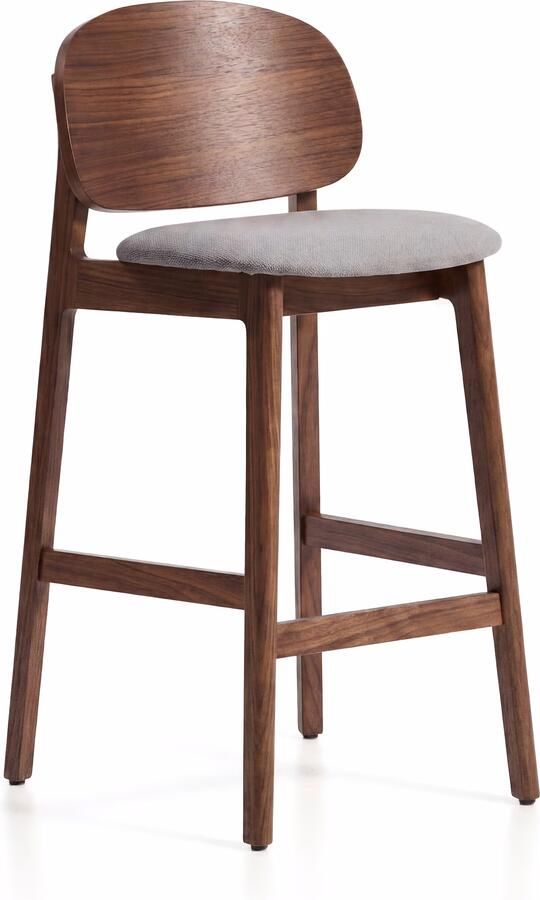 Kave Home Barkruk Ludara Walnootfineer en chenille Bruin (zithoogte 69cm)