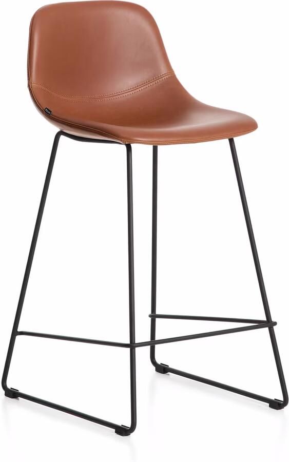 Kave Home Barkruk Zahara Lederlook Bruin (zithoogte 66cm)