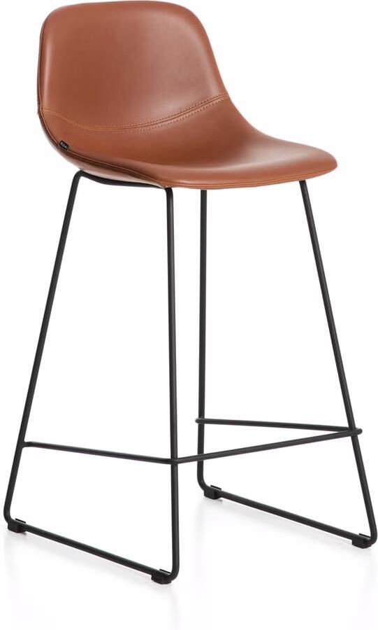 Kave Home Barkruk Zahara Lederlook Bruin (zithoogte 76cm)