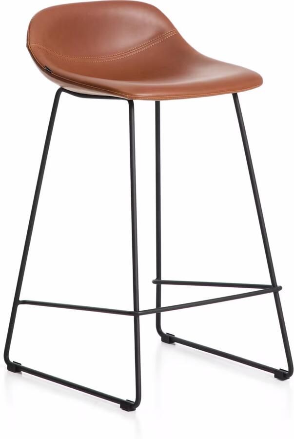 Kave Home Barkruk Zahara Lederlook Bruin (zithoogte 76cm)