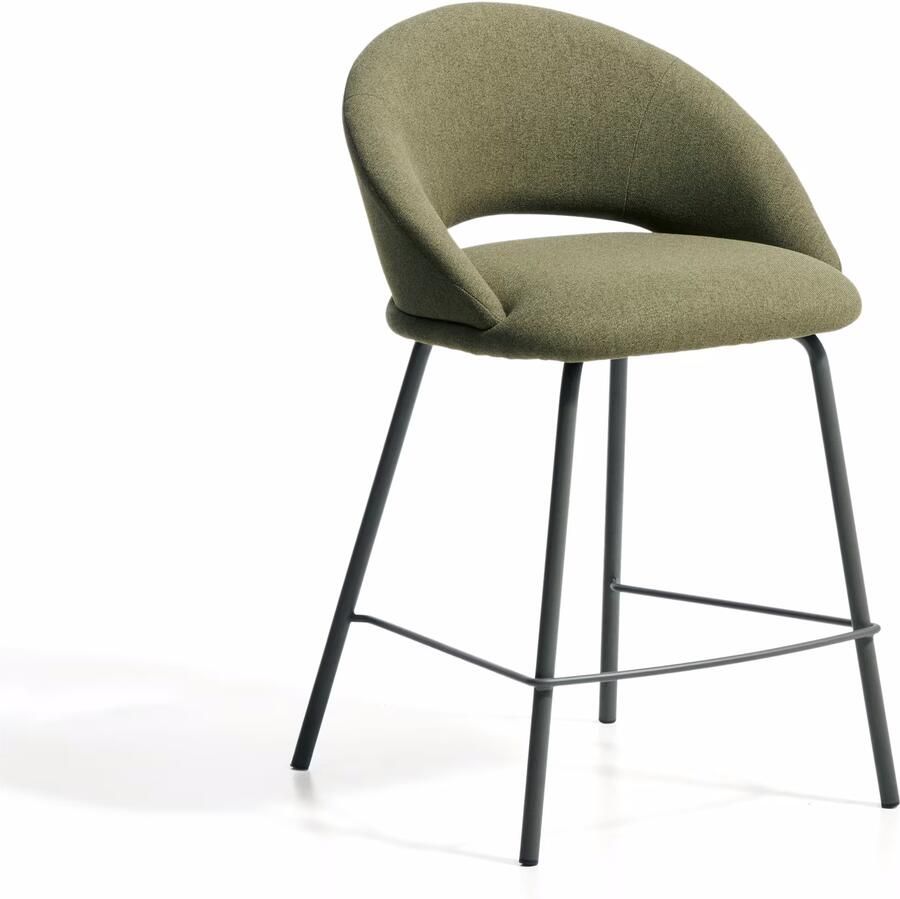 Kave Home Barstoel Bonali Chenille Groen (zithoogte 65cm)