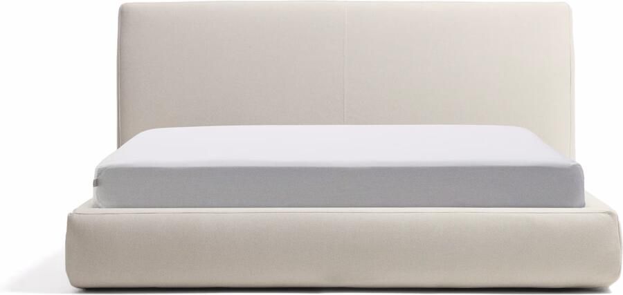 Kave Home Bed Blok Structuurstof Met uitklapbare bedbodem 160 x 200cm Ecru