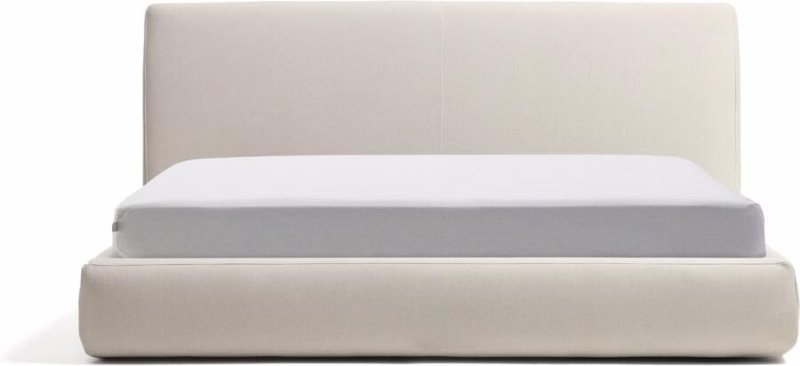 Kave Home Bed Blok Structuurstof Met uitklapbare bedbodem 180 x 200cm Ecru