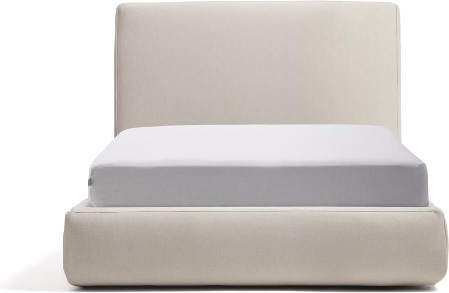 Kave Home Bed Blok Structuurstof Met uitklapbare bedbodem 90 x 200cm Ecru