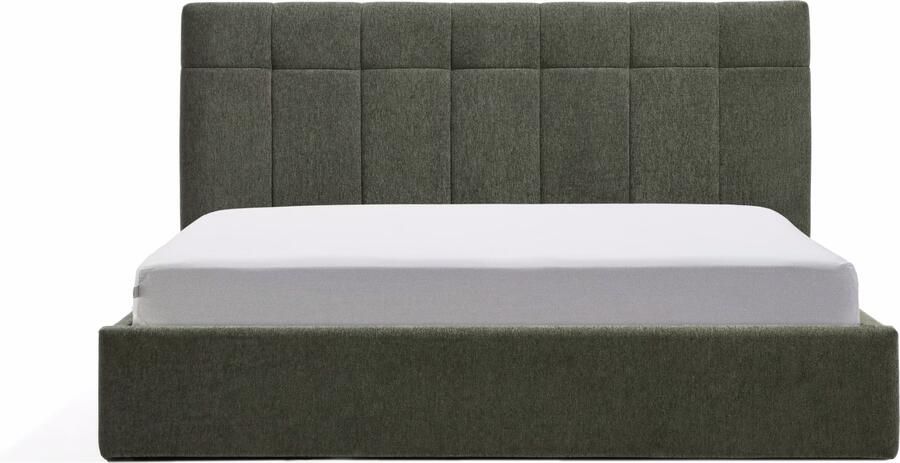 Kave Home Bed Darnela Chenille met opbergruimte 150 x 200cm Mosgroen