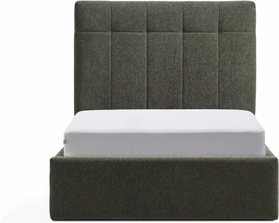 Kave Home Bed Darnela Chenille met opbergruimte 90 x 200cm Mosgroen