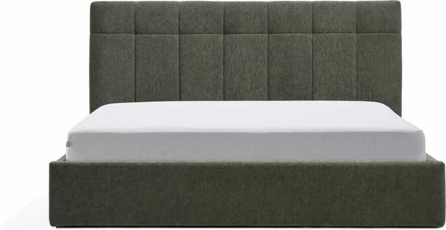 Kave Home Bed Darnela met opbergruimte Chenille 160 x 200cm Mosgroen
