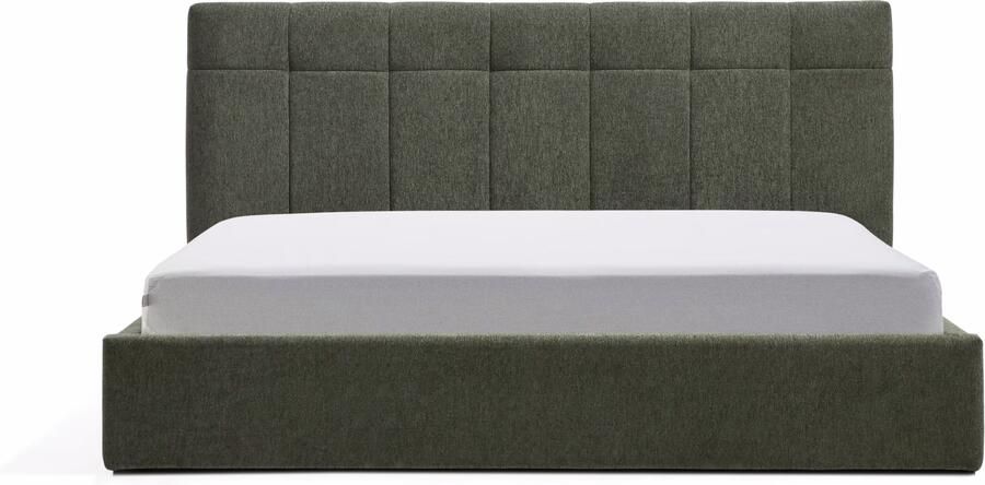 Kave Home Bed Darnela met opbergruimte Chenille 180 x 200cm Mosgroen
