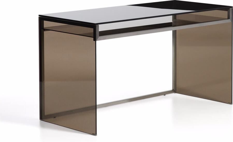 Kave Home Bureau Adile Glas 142 x 62cm Bruin