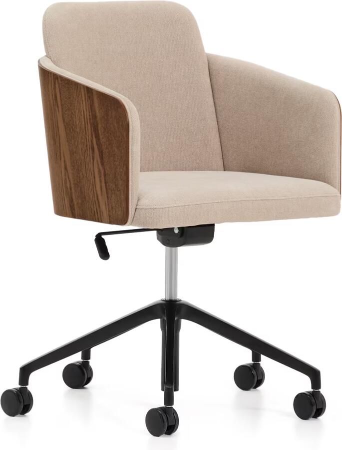 Kave Home Bureaustoel Madai Chenille en essen Bruin