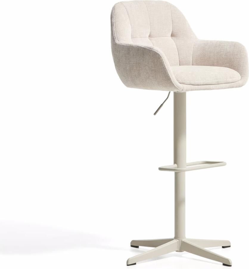 Kave Home Draaibare Barkruk Dorina Chenille Beige (zithoogte 65-85cm)