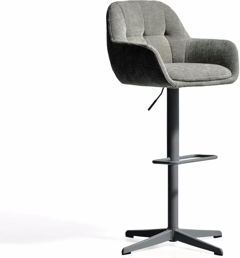 Kave Home Draaibare Barkruk Dorina Chenille Groen (zithoogte 65-85cm)