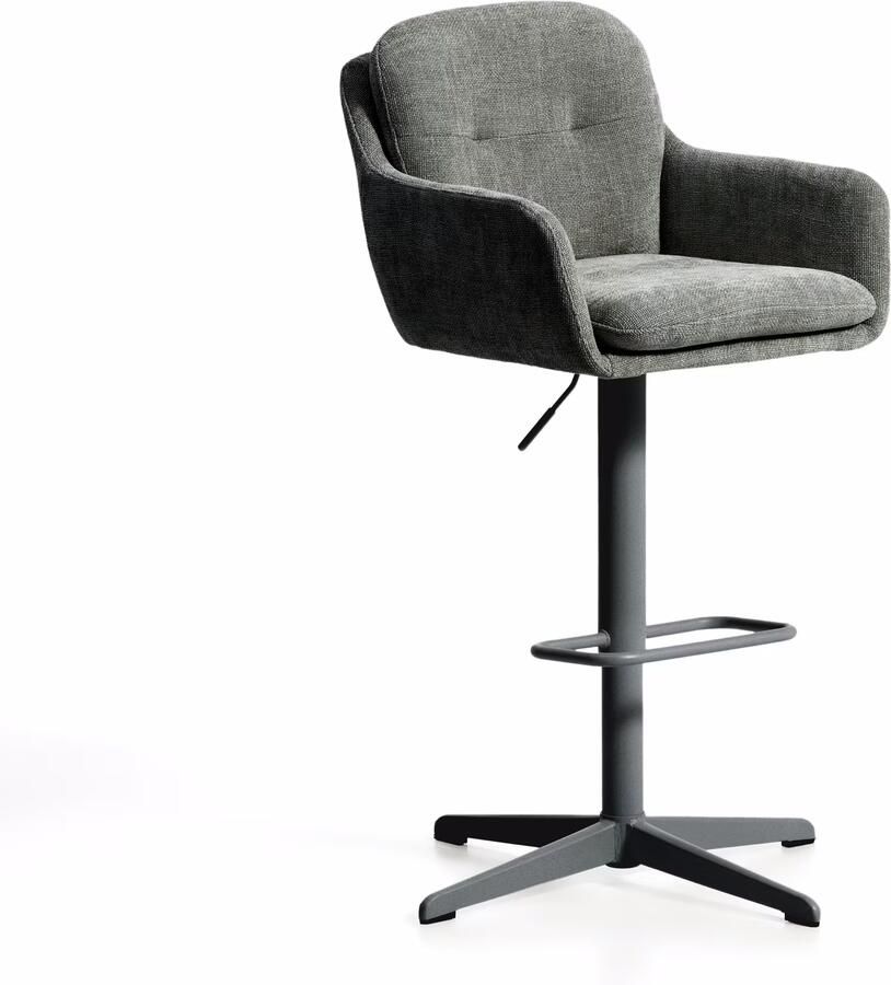 Kave Home Draaibare Barkruk Lexa Chenille Groen (zithoogte 65-85cm)