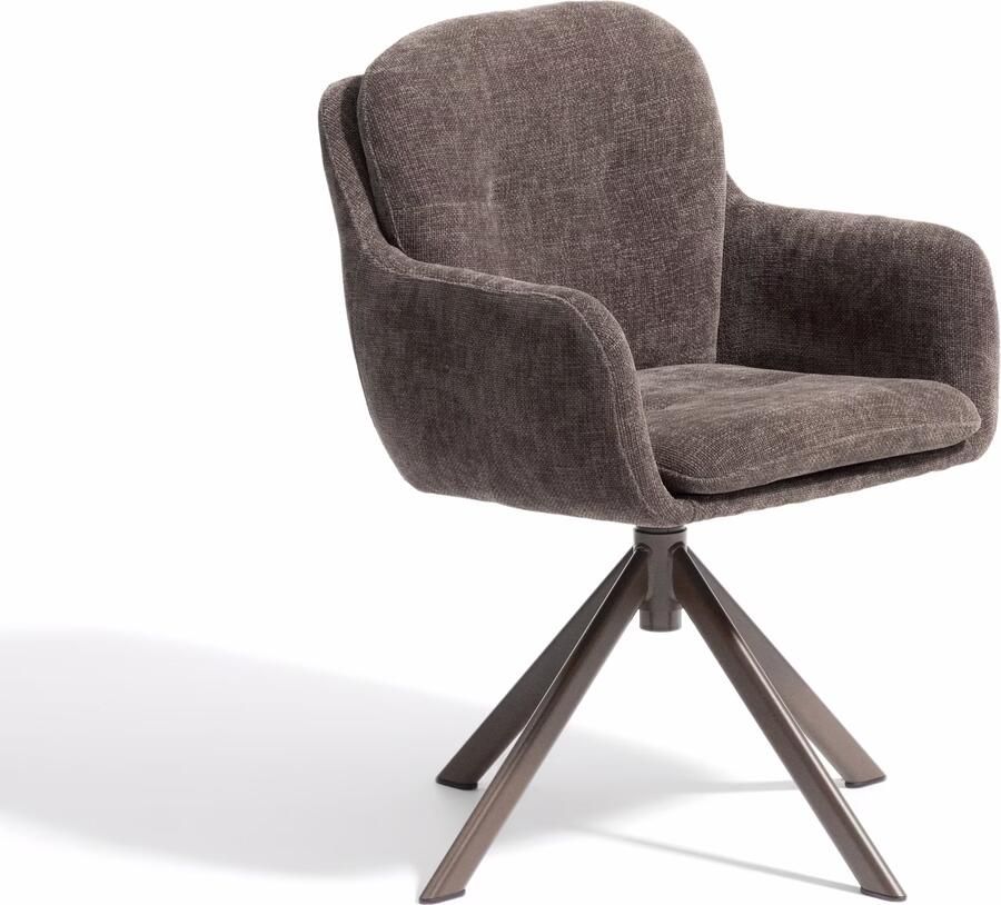 Kave Home Draaibare Eetkamerstoel Lexa Chenille Bruin