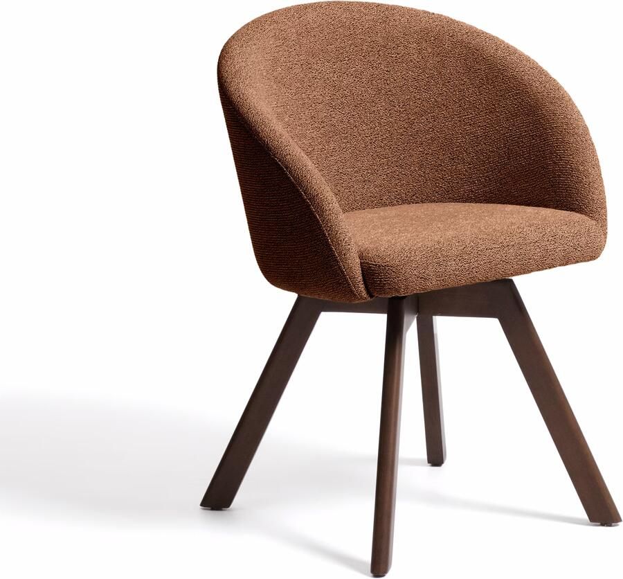 Kave Home Draaibare Eetkamerstoel Marvin Chenille en walnoot Terracotta