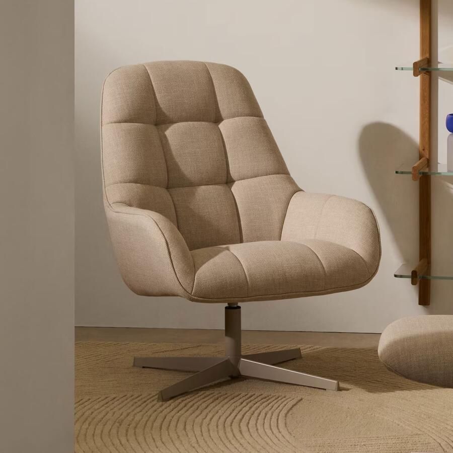 Kave Home Draaifauteuil Jaspe Structuurstof Beige