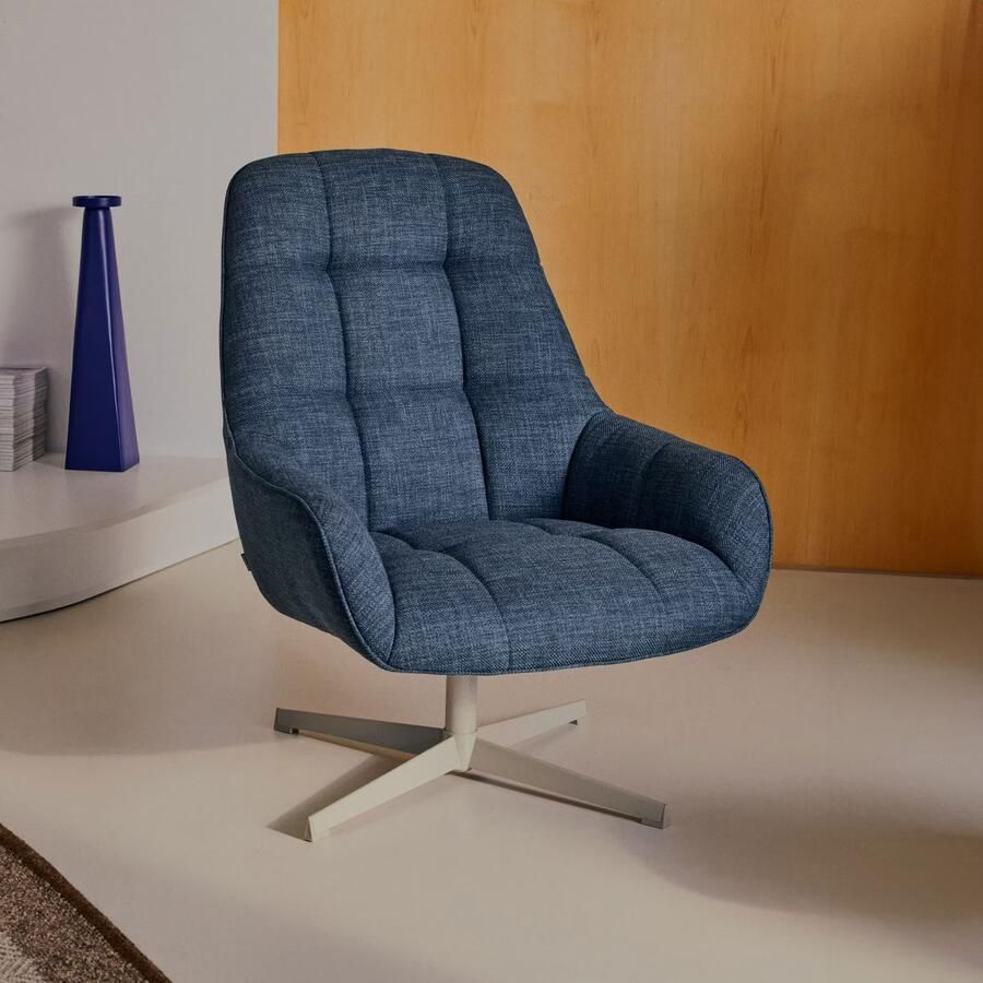 Kave Home Draaifauteuil Jaspe Structuurstof Blauw