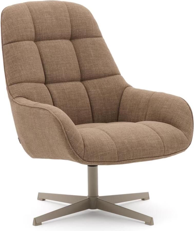 Kave Home Draaifauteuil Jaspe Structuurstof Lichtbruin