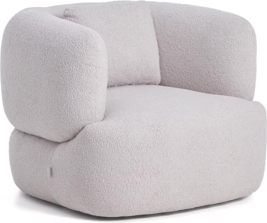 Kave Home Draaifauteuil Martina Bouclé Lichtgrijs