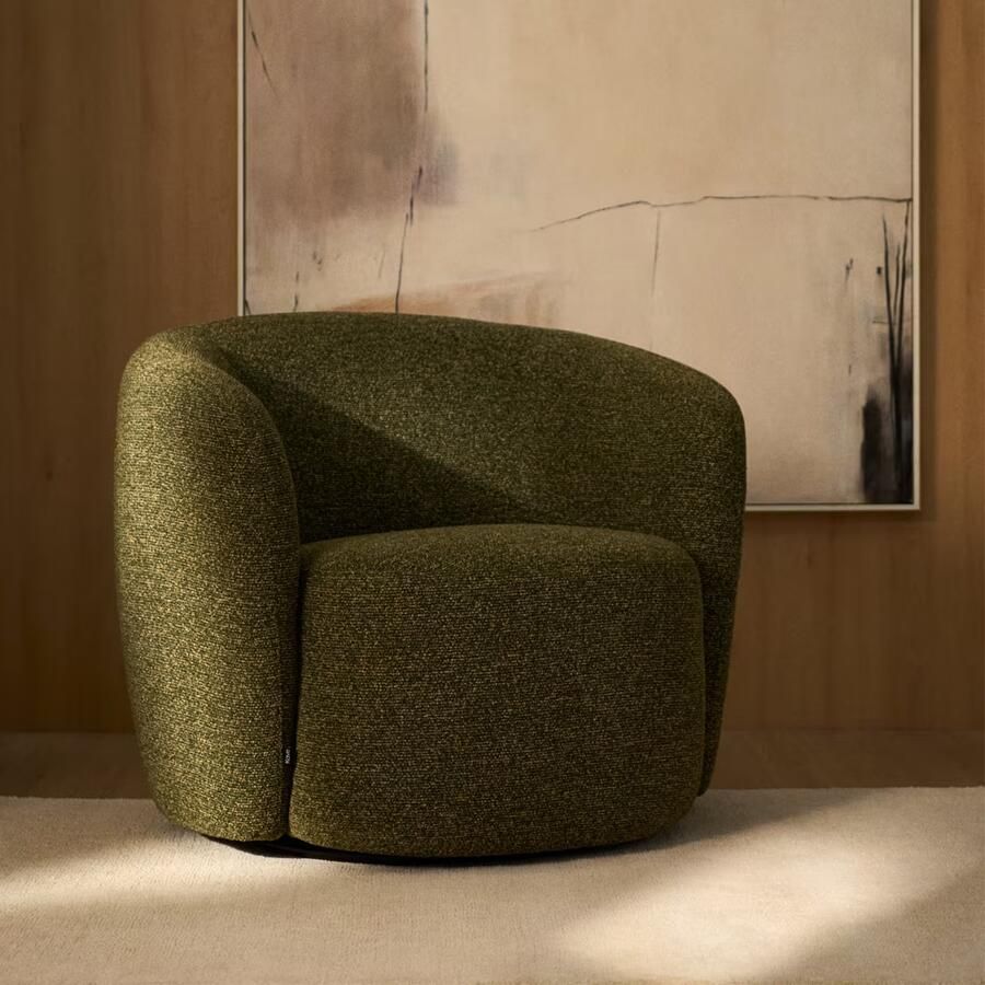Kave Home Draaifauteuil Odenia Chenille Olijfgroen