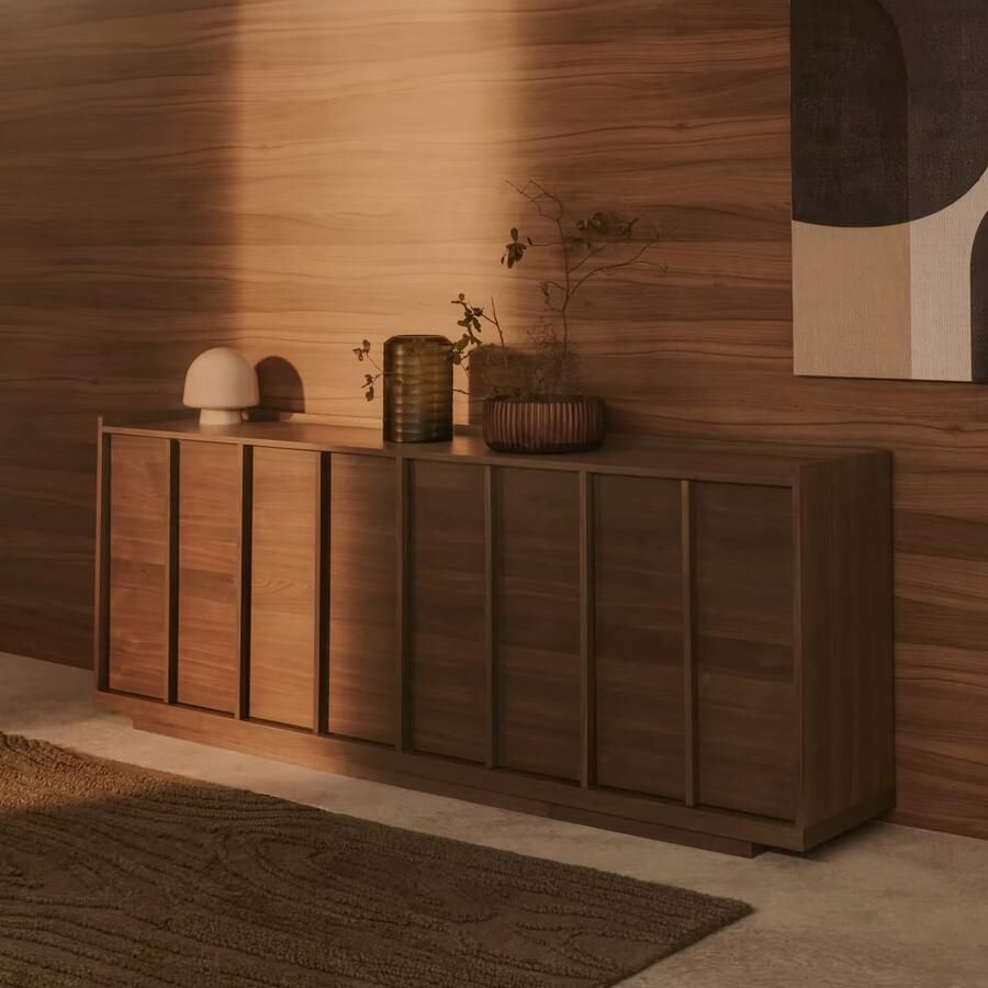 Kave Home Dressoir Onix Notenfineer 200cm Bruin Japandi