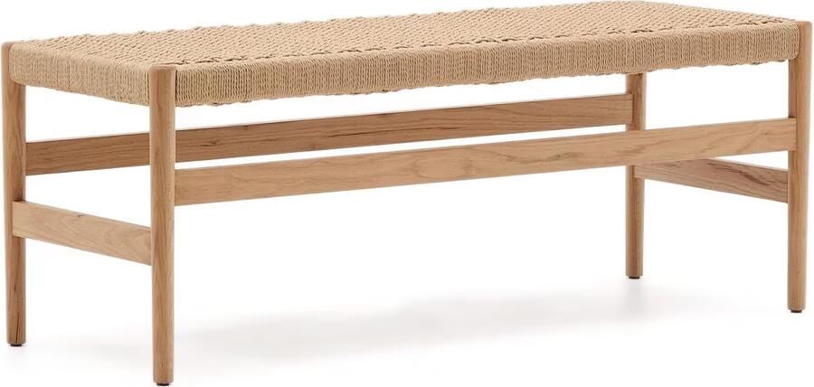 Kave Home Eetkamerbank Zaide Naturel eikenhout en touw 120cm