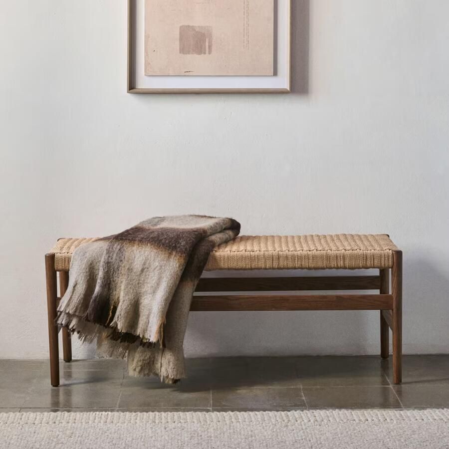 Kave Home Eetkamerbank Zaide Walnoot Eikenhout 120cm Naturel Japandi