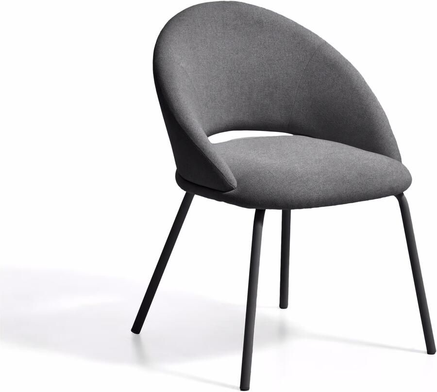 Kave Home Eetkamerstoel Bonali Chenille Grijs