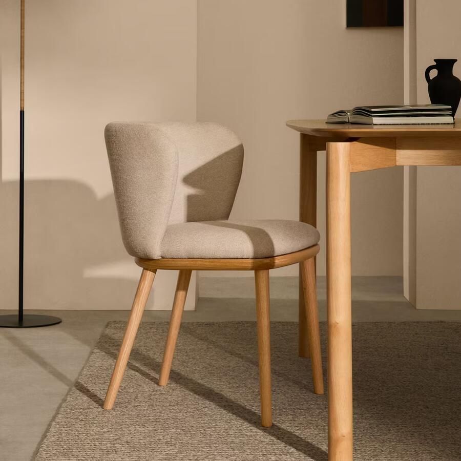 Kave Home Eetkamerstoel Ciselia Chenille Beige