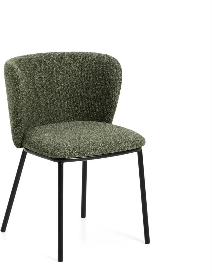 Kave Home Eetkamerstoel Ciselia Chenille Groen Zwart