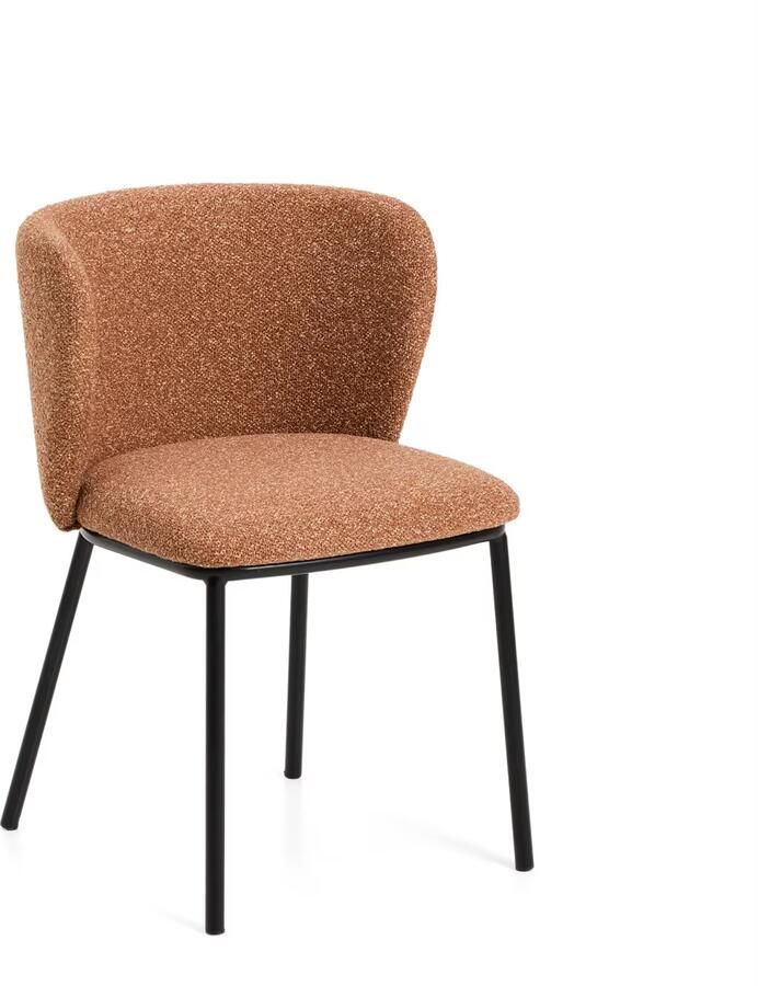 Kave Home Eetkamerstoel Ciselia Chenille Terracotta Zwart