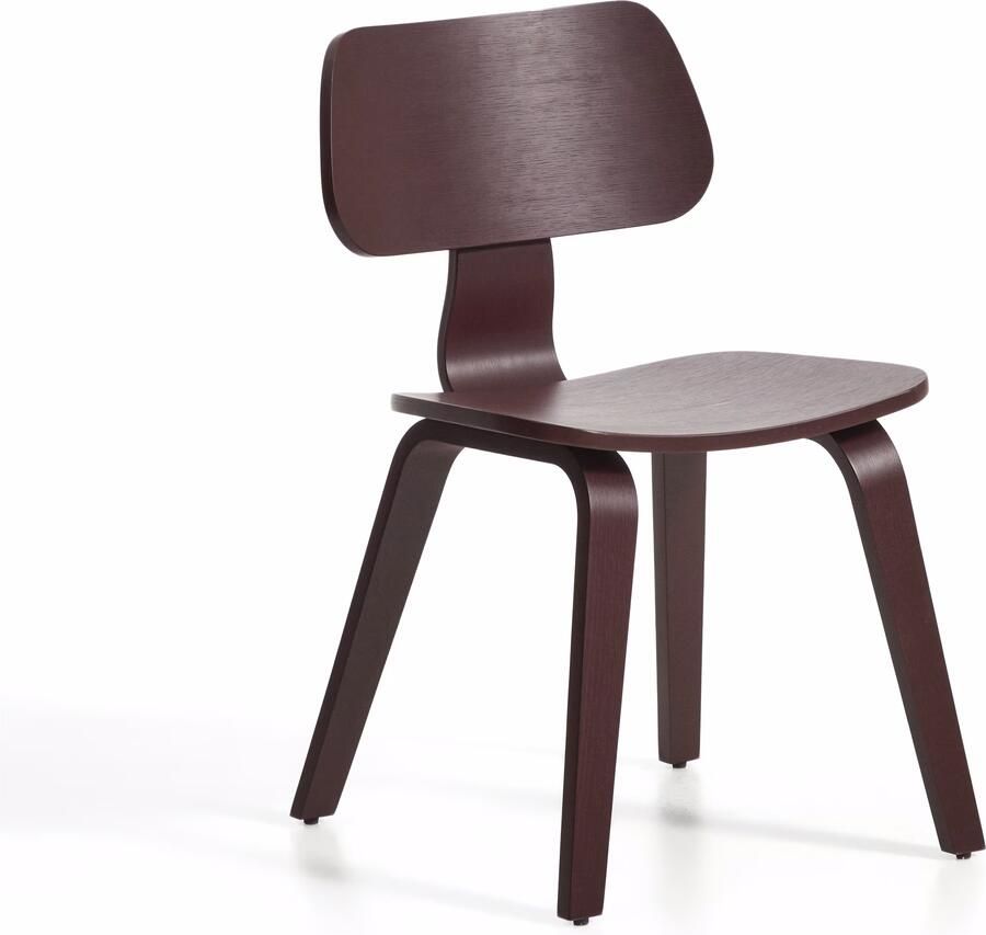 Kave Home Eetkamerstoel Gena Eiken en rubberhout Bordeaux