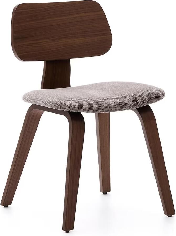 Kave Home Eetkamerstoel Gena Walnoot en rubberhout Beige - Foto 4