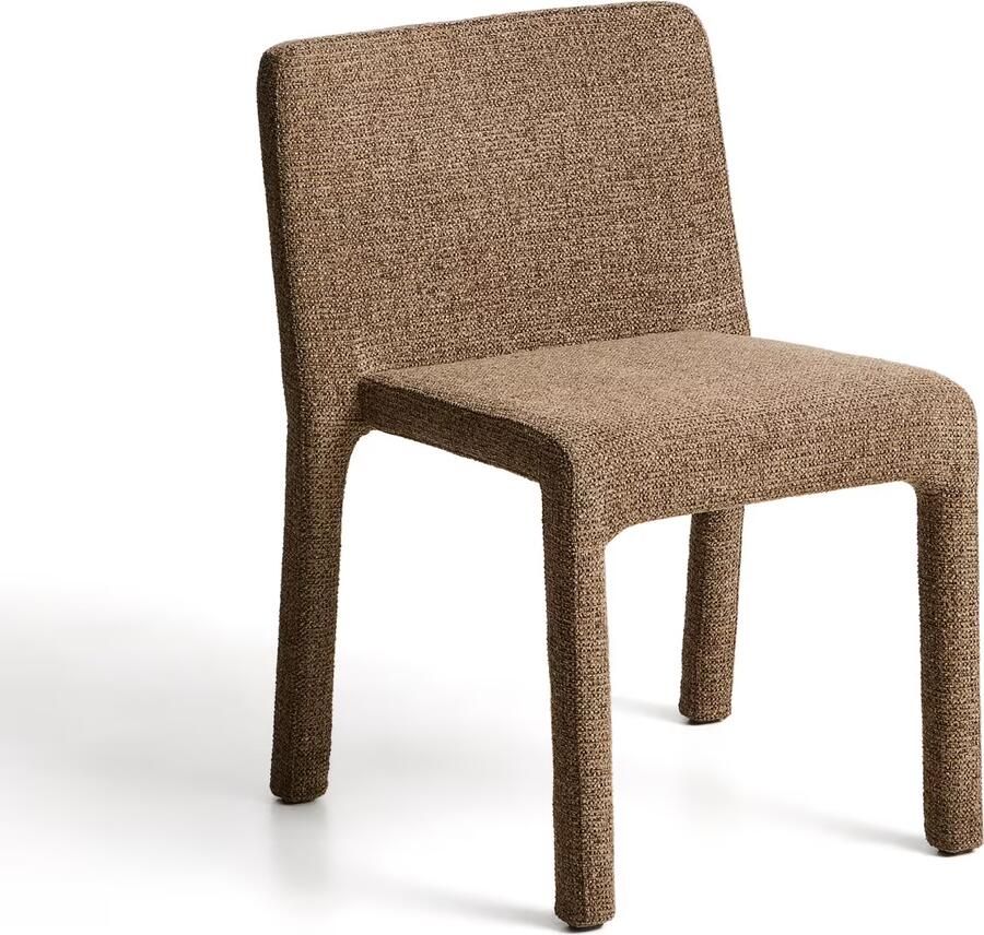 Kave Home Eetkamerstoel Loria Stapelbaar Chenille Bruin