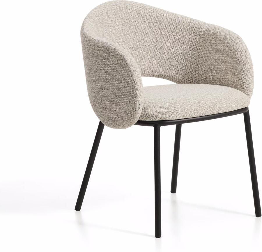 Kave Home Eetkamerstoel Maina Chenille Beige Zwart